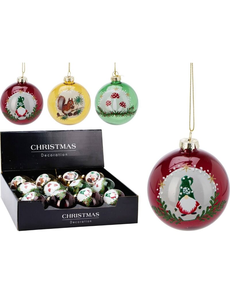 12x Glazen Kerstbal - Traditional - 8cm