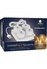Ambiancelight Lader met oplaadbare 4 LED Theelichten