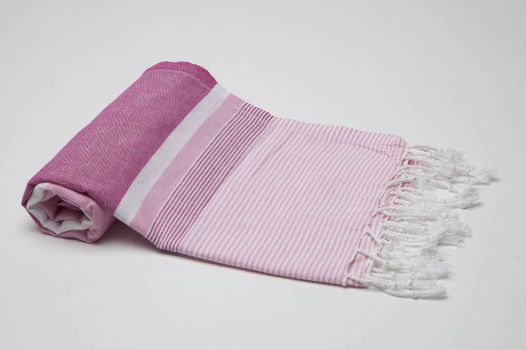 Hamamdoek "Brise" lila-paars met witte strepen