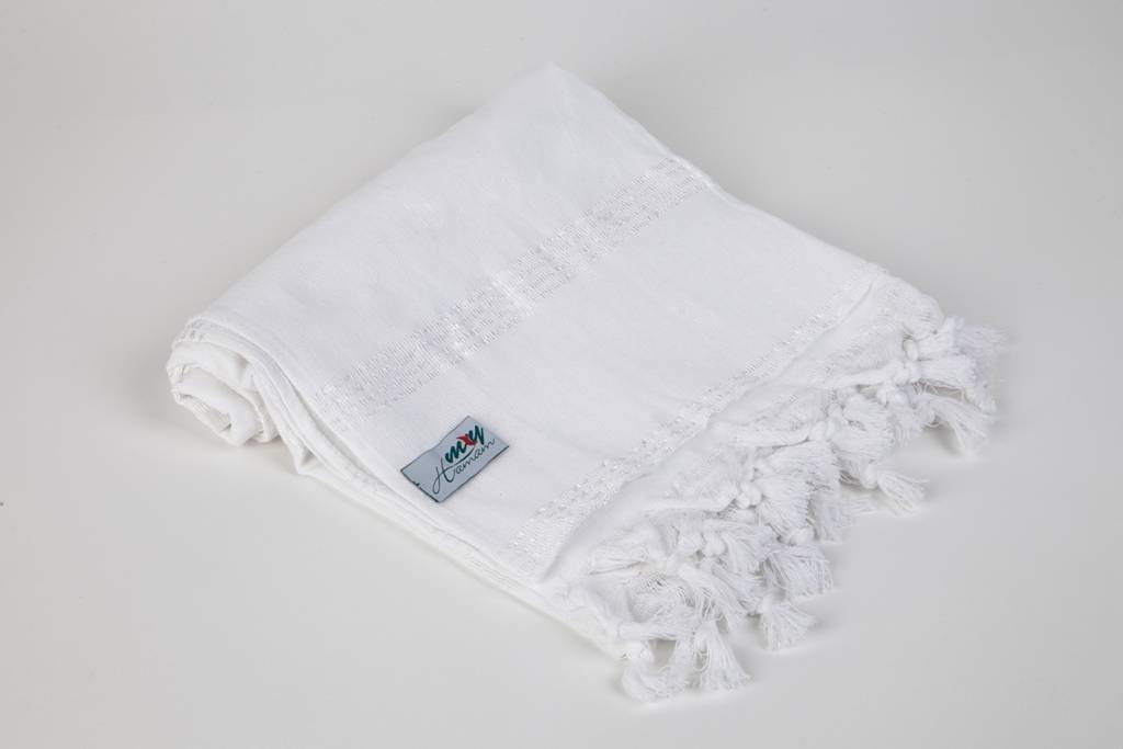 Hamamdoek "Usta" wit met witte strepen
