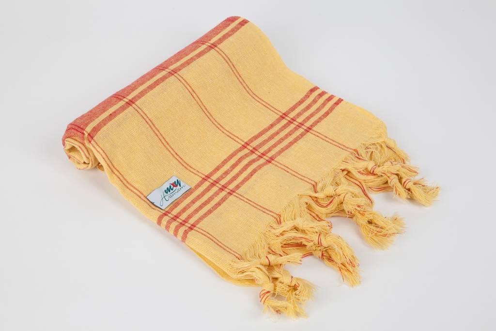 Hamamdoek "Fanatic" Geel/rood