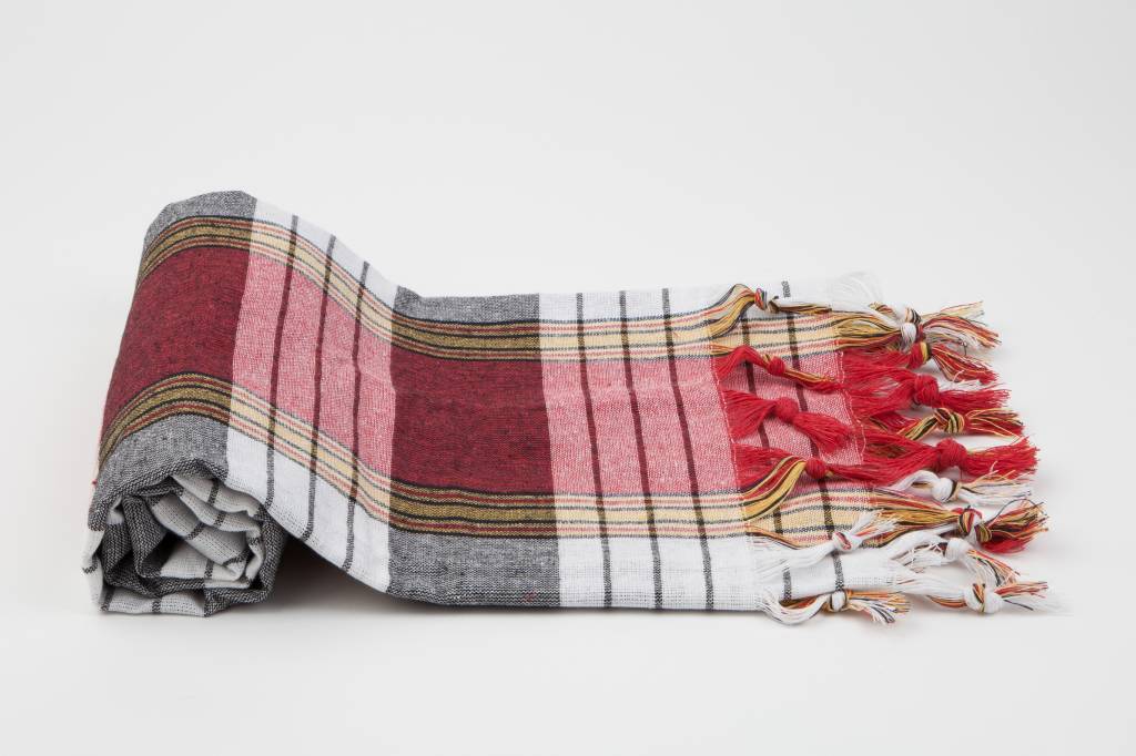 Hamamdoek "Classic" rood/zwart geruit