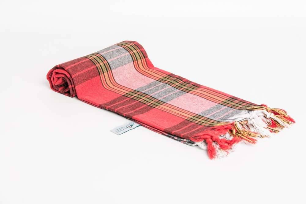 Hamamdoek "Classic" rood/zwart/wit geruit