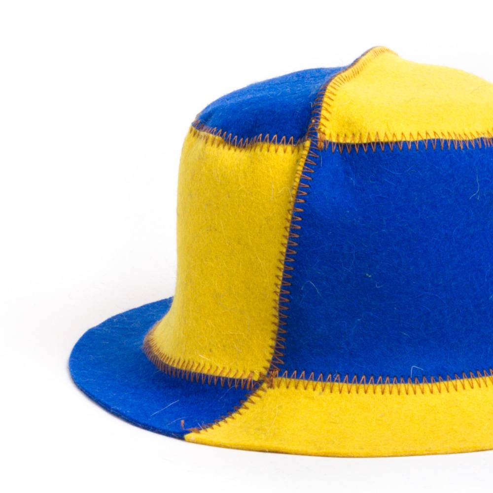 Saunamuts "Bikolor" Blauw - Geel