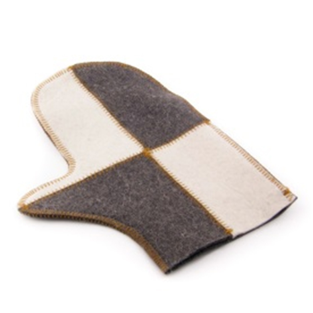 Sauna handschoen "Cell" Grijs - Wit