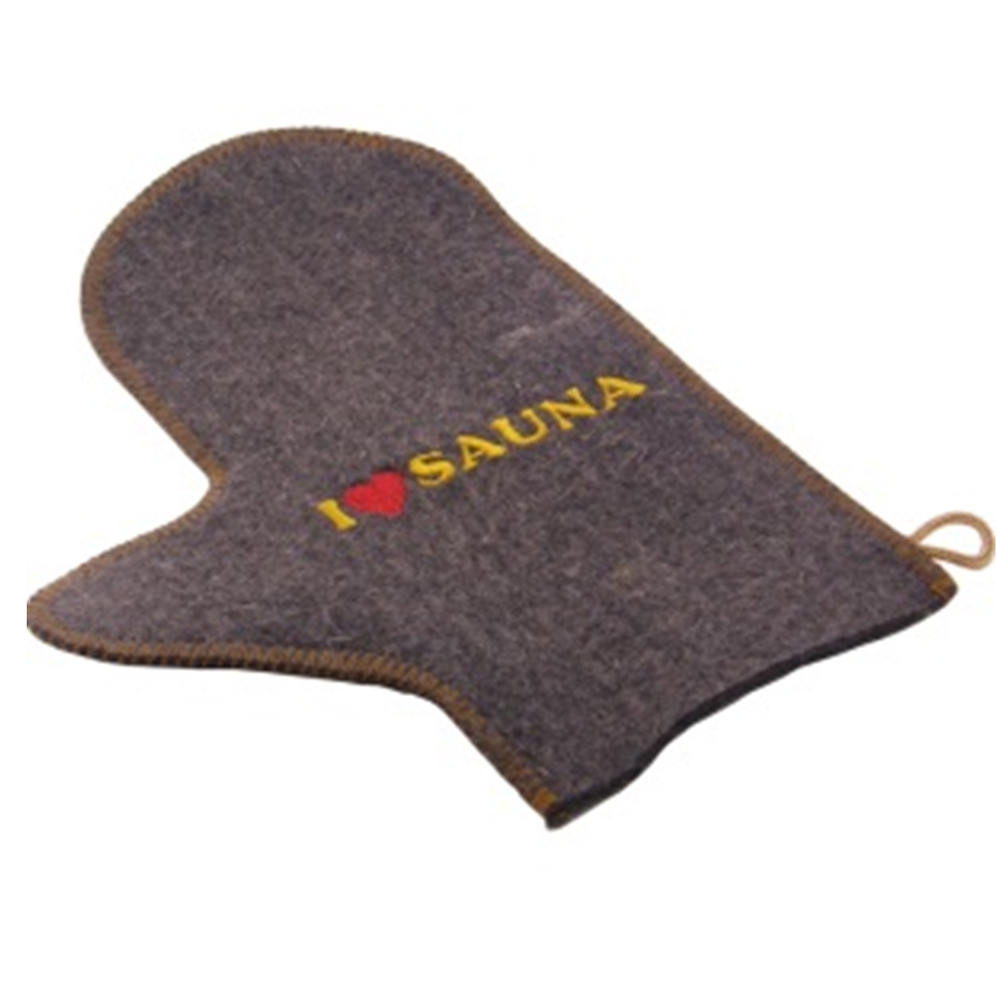Sauna handschoen "Geborduurd" Grijs