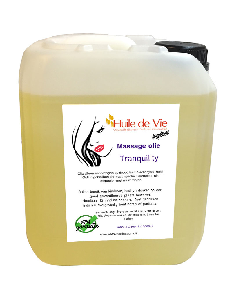 Massage olie tranquility jerrycan 5 L. standaard en afspoelbaar