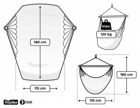 Hangstoel 'Comfort' Black White