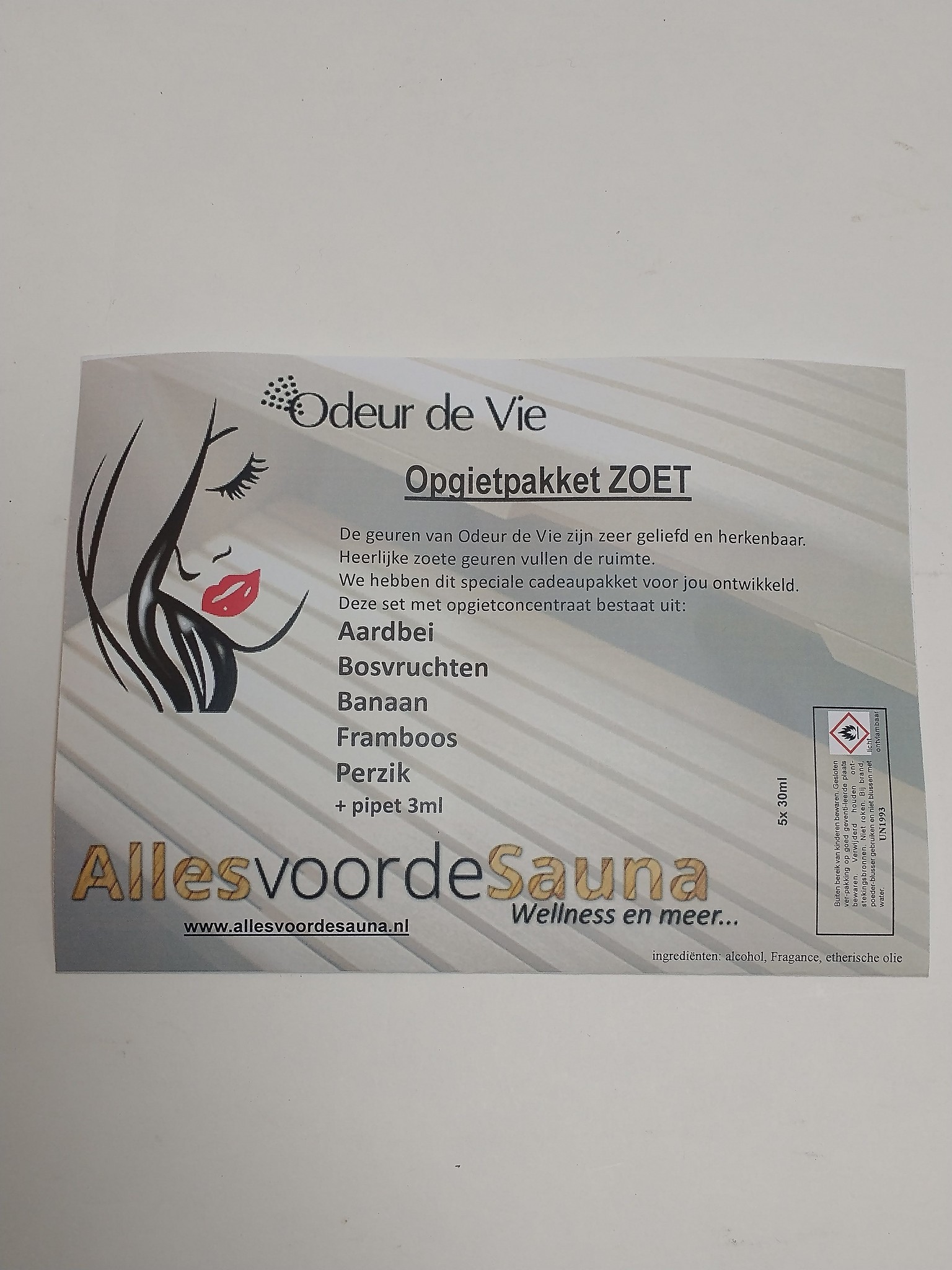 Cadeaupakket Sauna opgiet geur: 5x Zoet