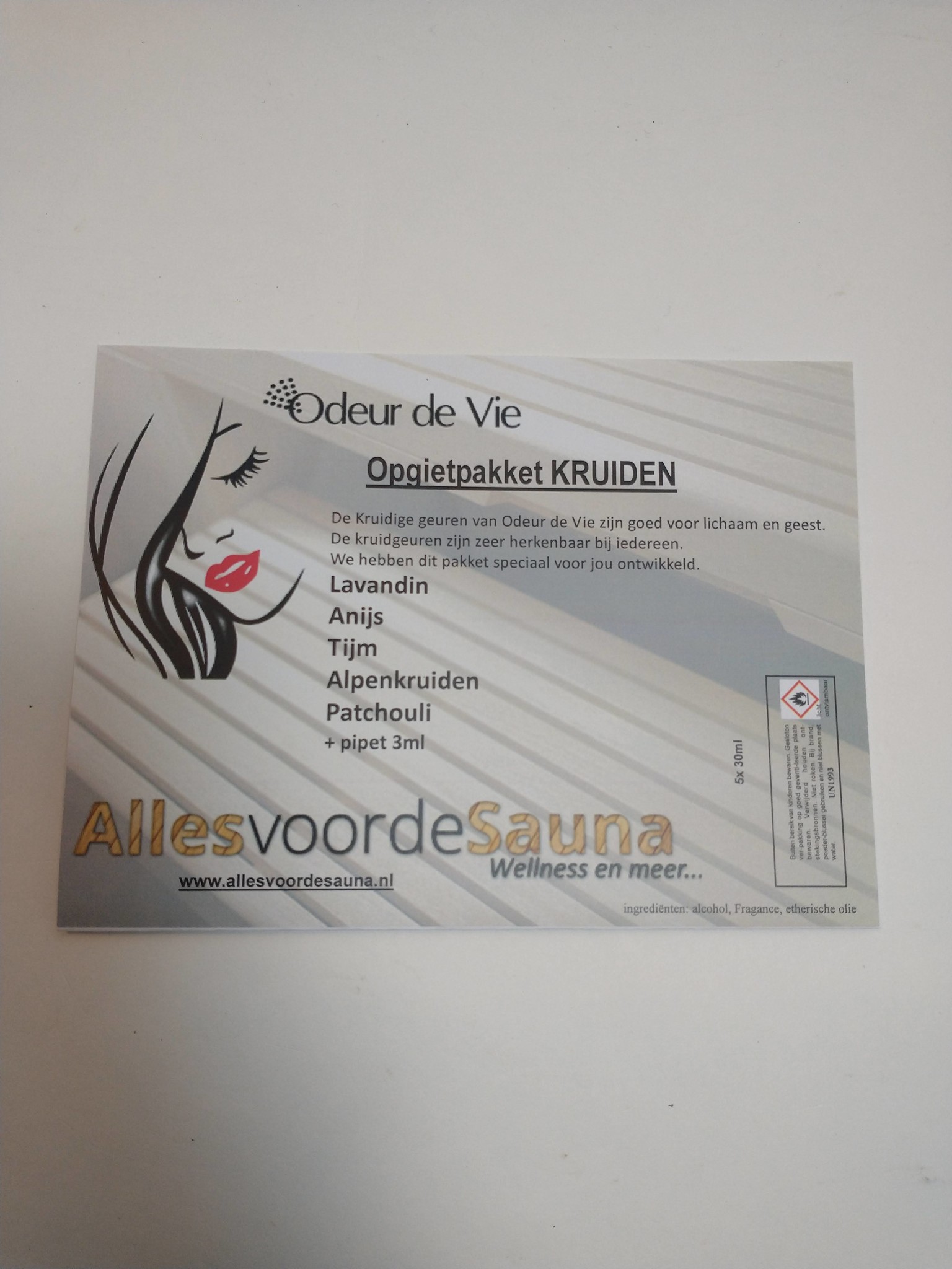 Cadeaupakket Sauna opgiet geur: 5x 30 ml Kruiden met minicursus opgieten