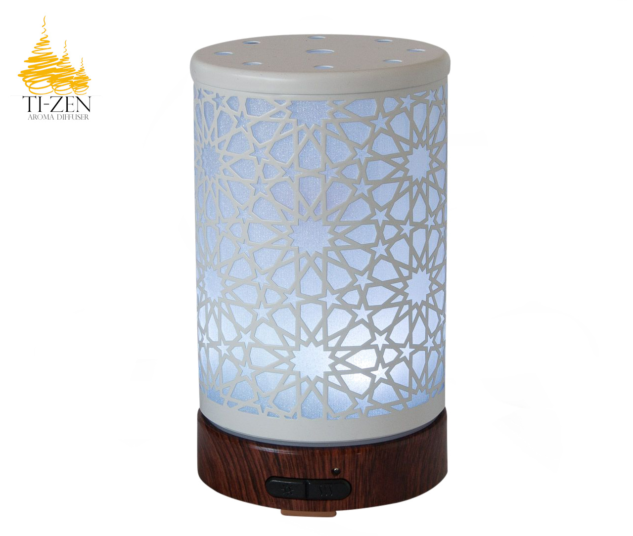Aroma Diffuser 2021 "White Flowers" LED diffuser en sfeerverlichting met adapter.