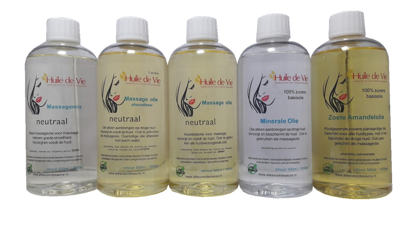 Massage olie proefpakket 5 x 500ml