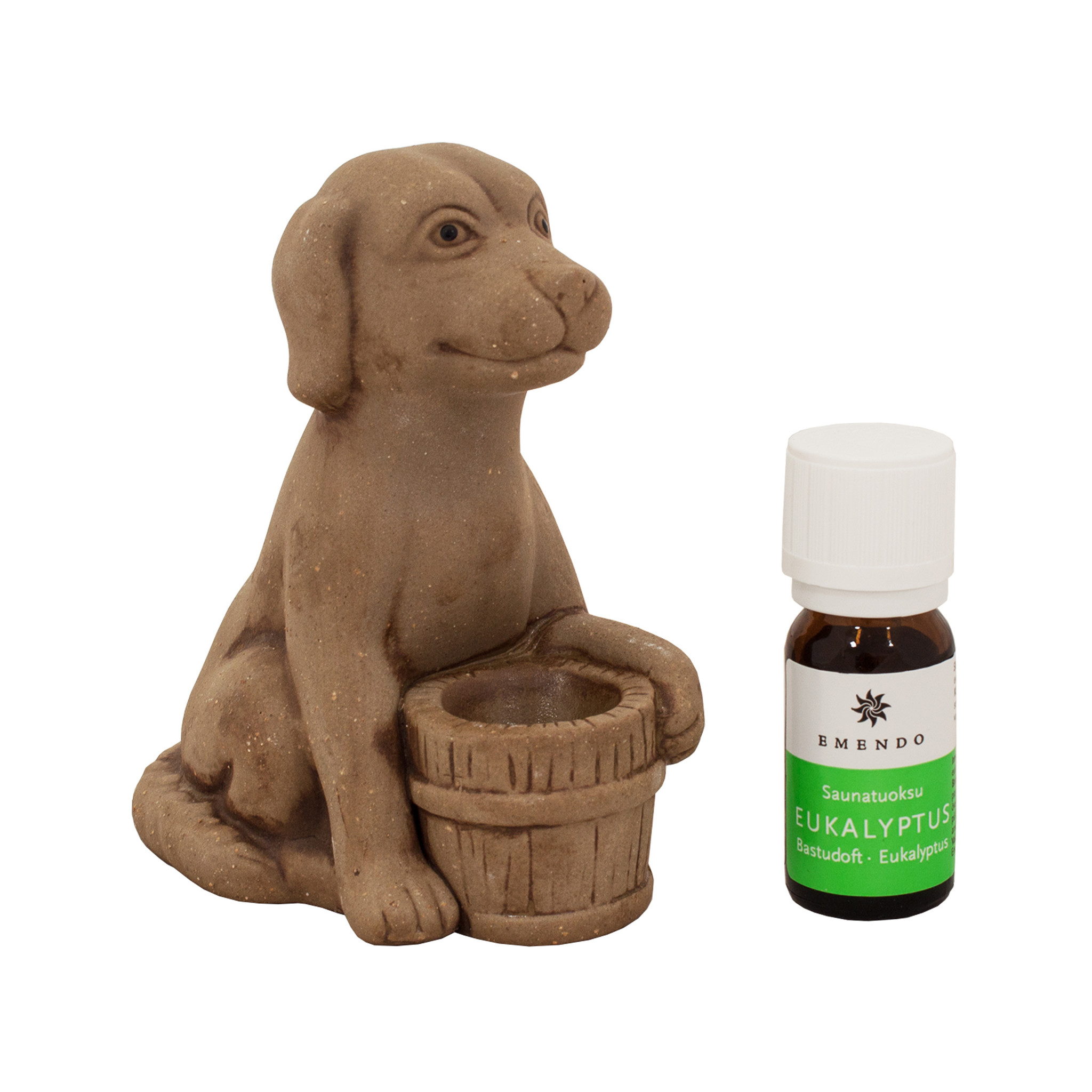 Sauna hond met etherische olie Eucalyptus. "Saunakoira"