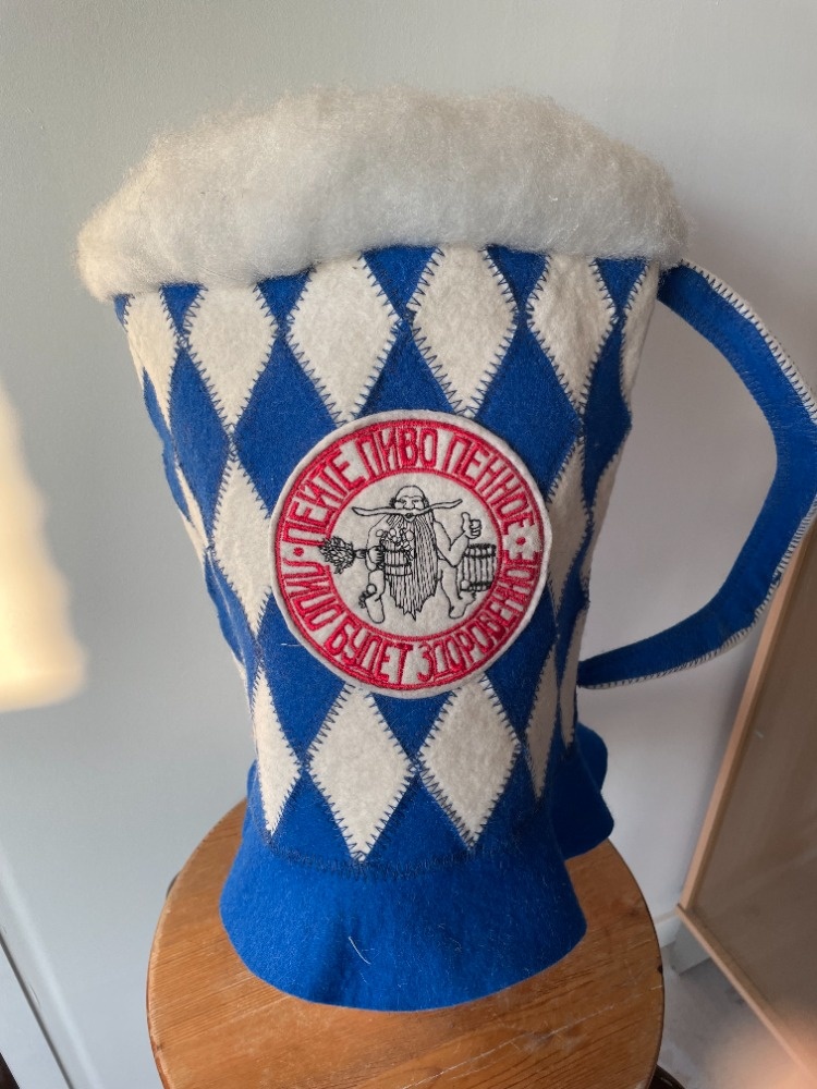 Saunamuts "Mug" Blauw - Wit