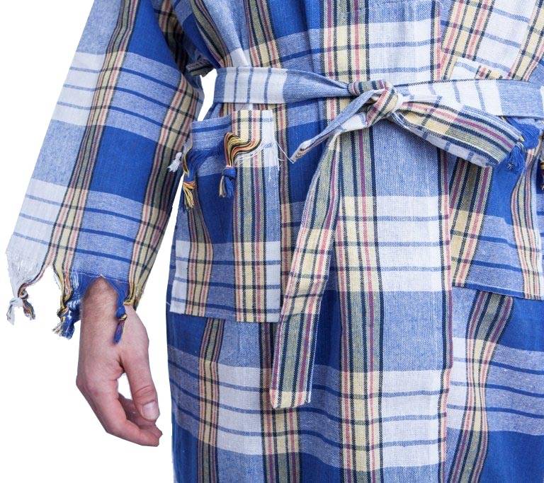 Hamam badjas Blauw classic geruit