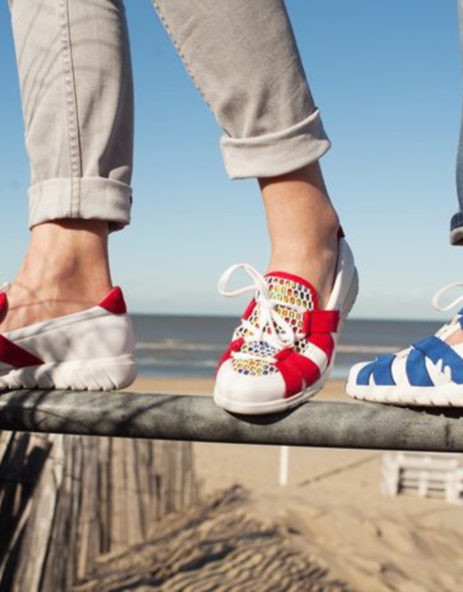 PRETTY&FAIR Colorful red slip on's - vegan - Multi Red - Nappa White - PF2007-V