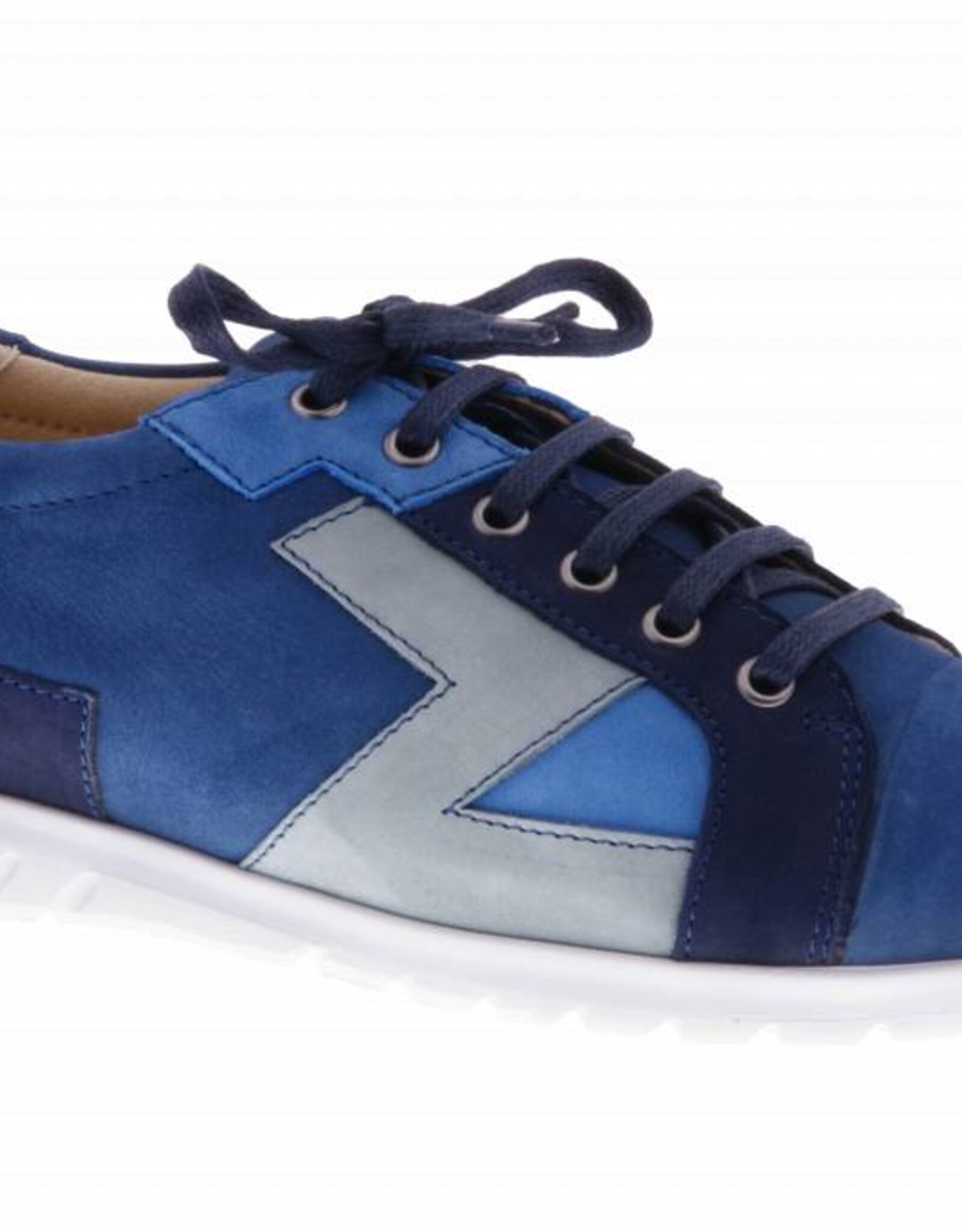 PRETTY&FAIR Blauwe sneakers met patchwork - Combi Nobuck Jeans - PF2016