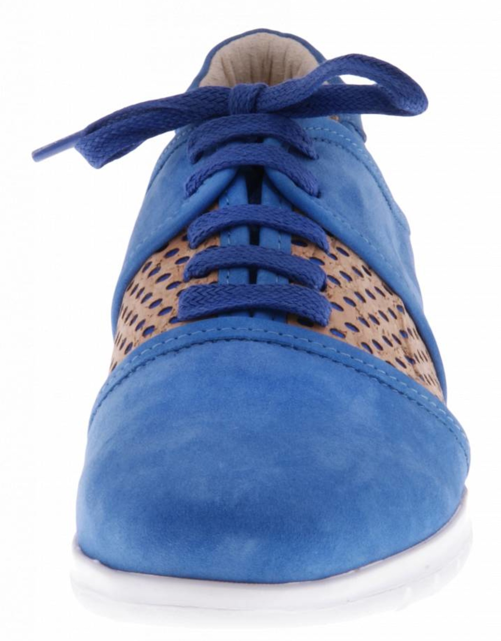 PRETTY&FAIR Blauwe sneakers met kurk - Nobuck Cobalt - Oreo Blue - PF2003
