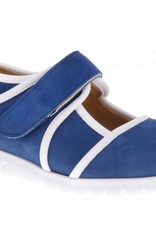 PRETTY&FAIR Blue velcro shoes -   Nobuck Jeans - Nappa White - PF2002