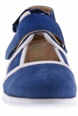 PRETTY&FAIR Blue velcro shoes -   Nobuck Jeans - Nappa White - PF2002
