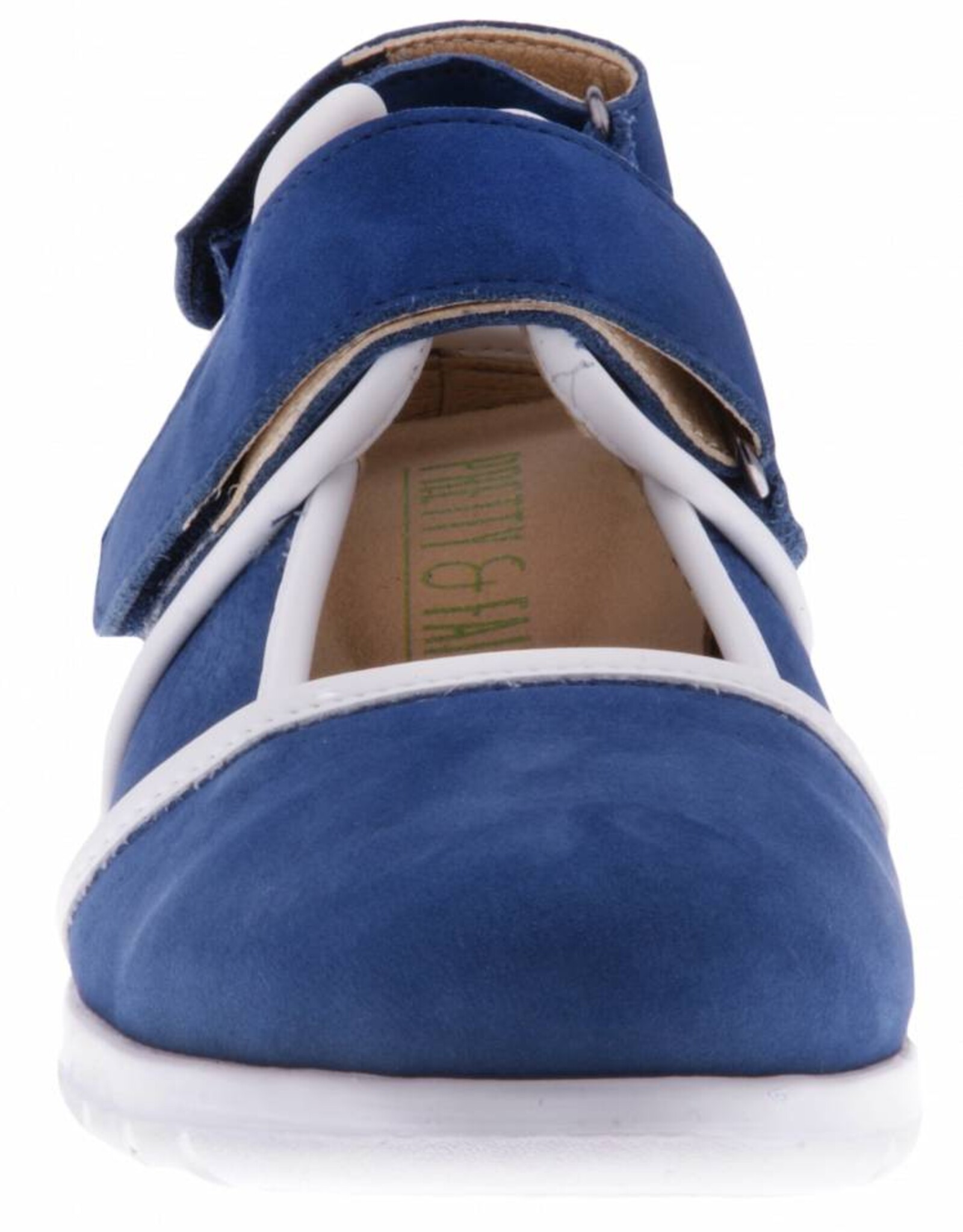 PRETTY&FAIR Blauwe klittenband schoen -  Nobuck Jeans - Nappa White - PF2002