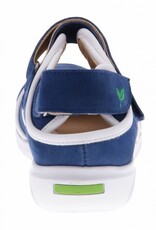 PRETTY&FAIR Blauwe klittenband schoen -  Nobuck Jeans - Nappa White - PF2002