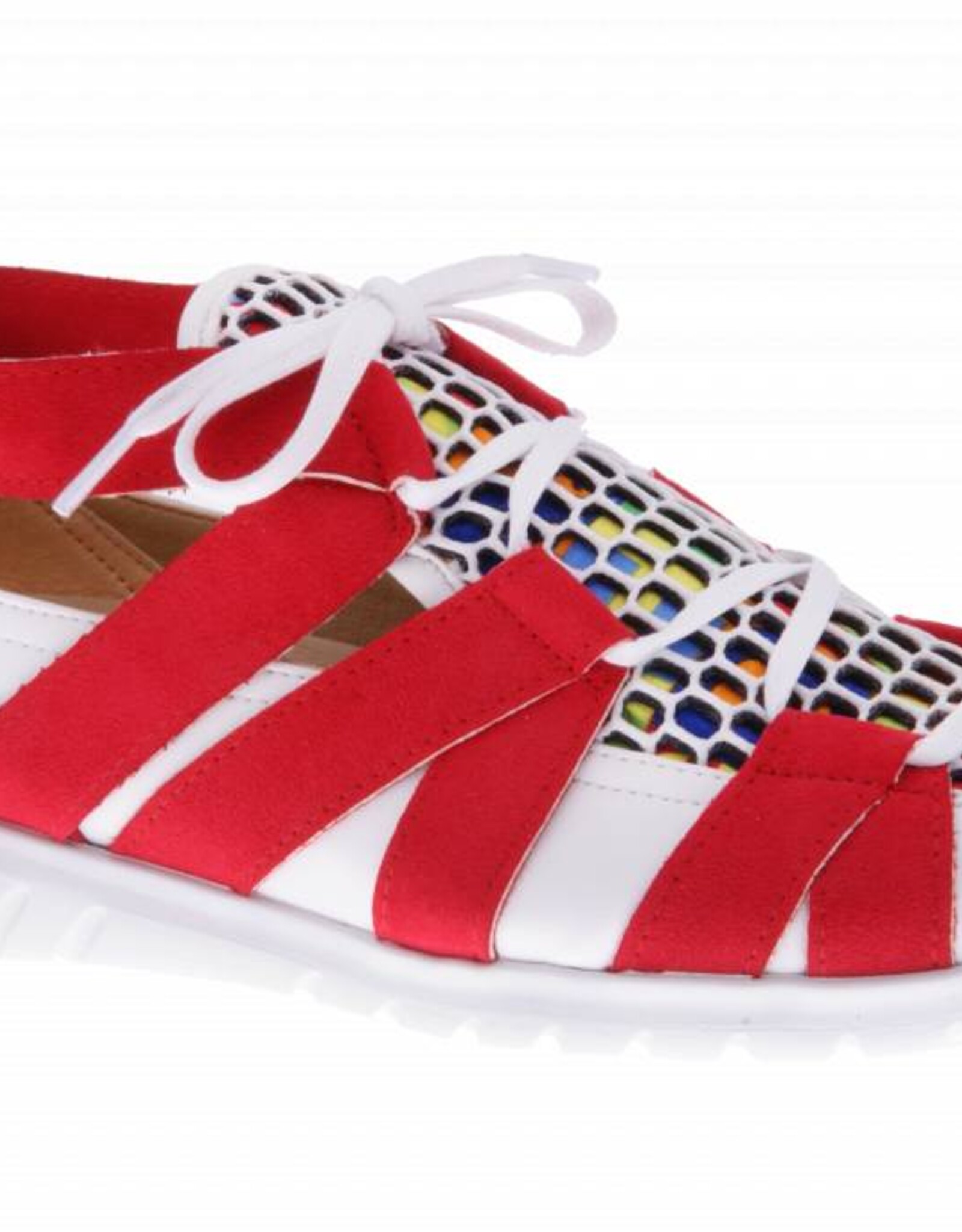 PRETTY&FAIR Coloful red slip on's - vegan - Multi Red - Nappa White - PF2008-V
