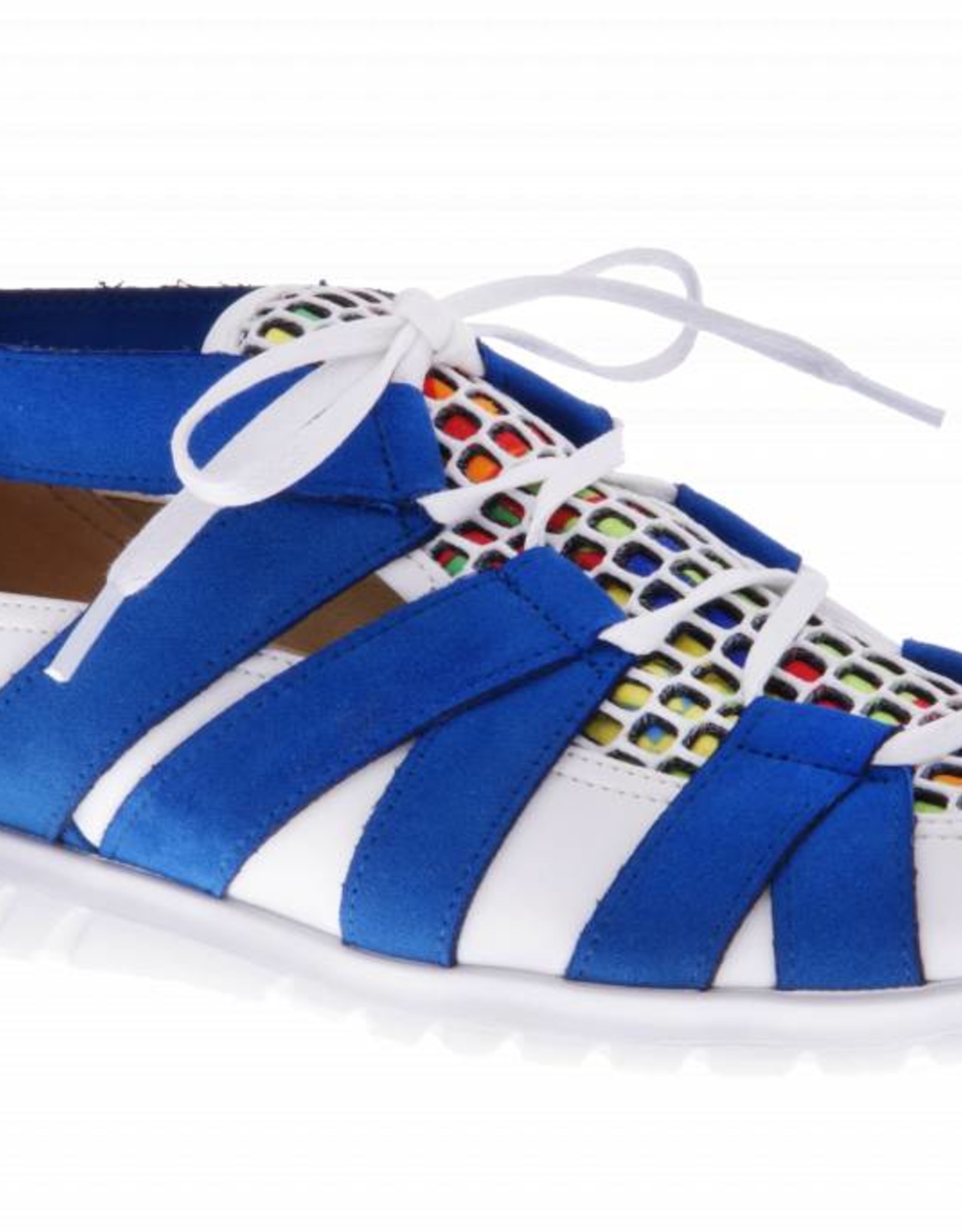 PRETTY&FAIR Kleurrijke blauwe instappers - vegan - Multi Cobalt - Nappa White - PF2008-V