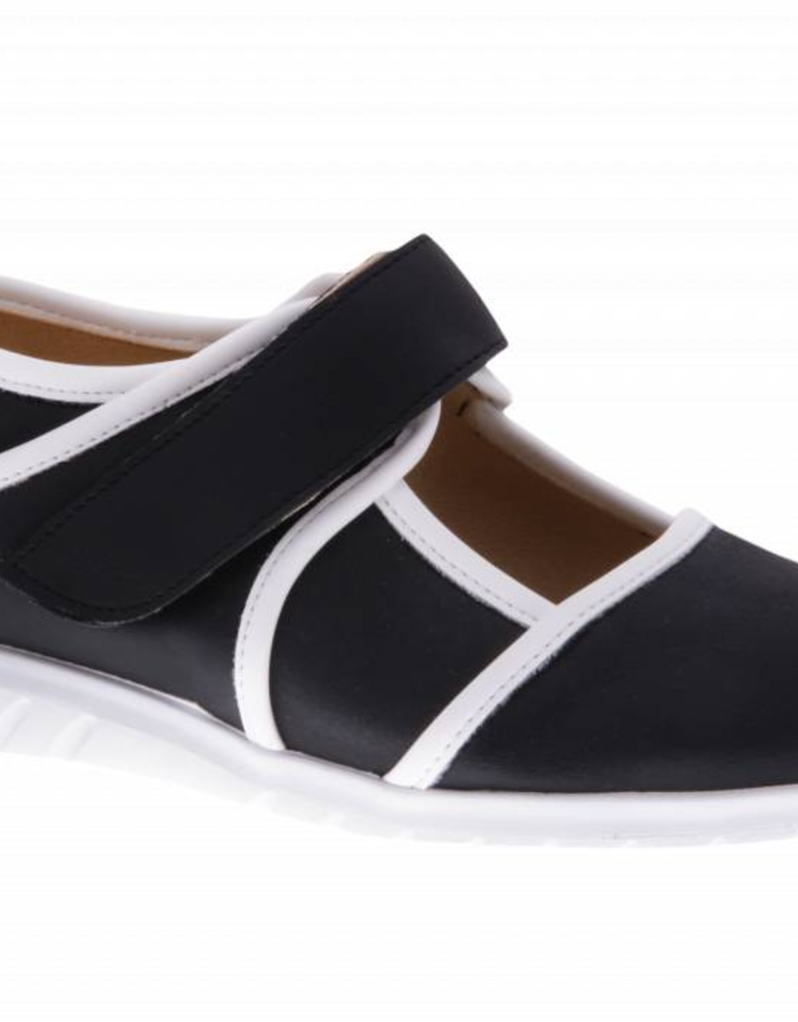PRETTY&FAIR Black velcro shoe - vegan - Dalia Black - Nappa White - PF2002-V