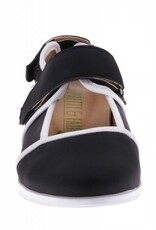 PRETTY&FAIR Black velcro shoe - vegan - Dalia Black - Nappa White - PF2002-V
