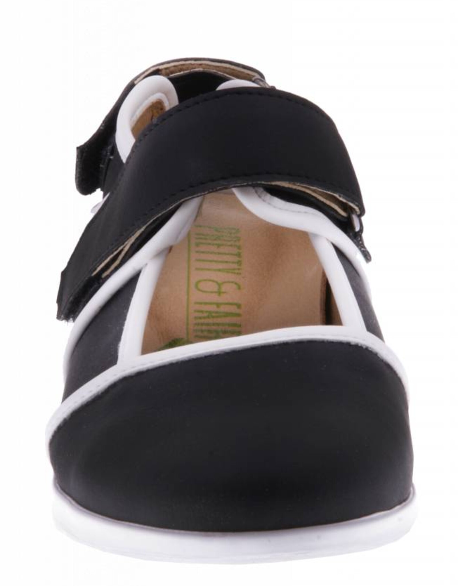 PRETTY&FAIR  Zwarte klittenband schoen - vegan - Dalia Black - Nappa White - PF2002-V