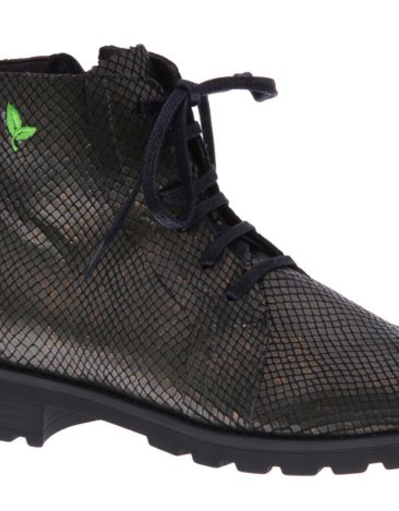 PRETTY&FAIR Metallic groene veter-laars - vegan - Metallic Green - PF001-V