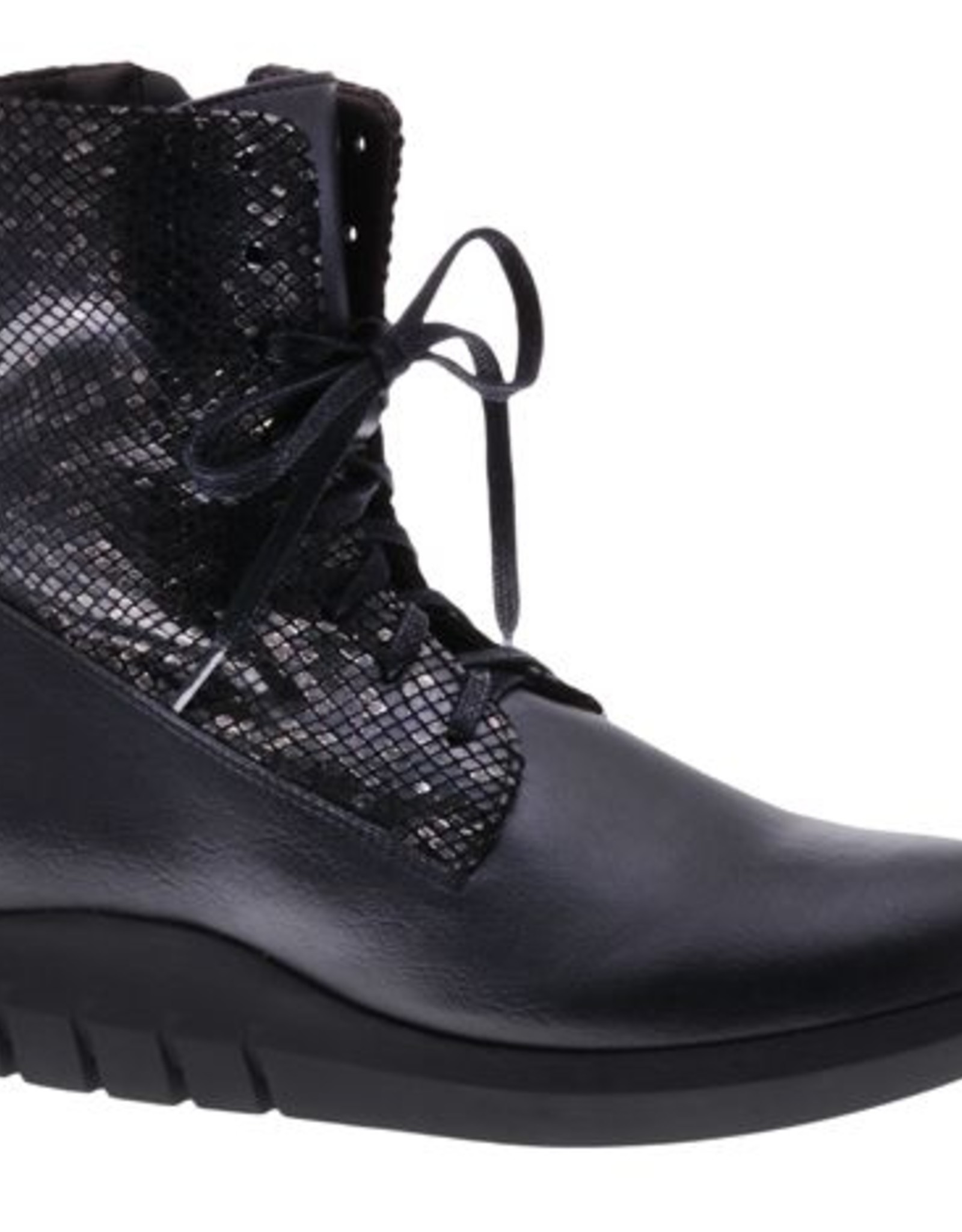 PRETTY&FAIR Cool black laced boots - vegan - Microsport Black - Metallic Black - PF3001-V