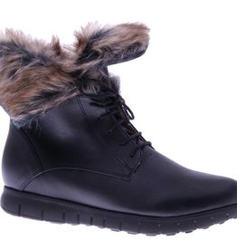 Cool black ankle booty with faux-fur - vegan - PF3008-V