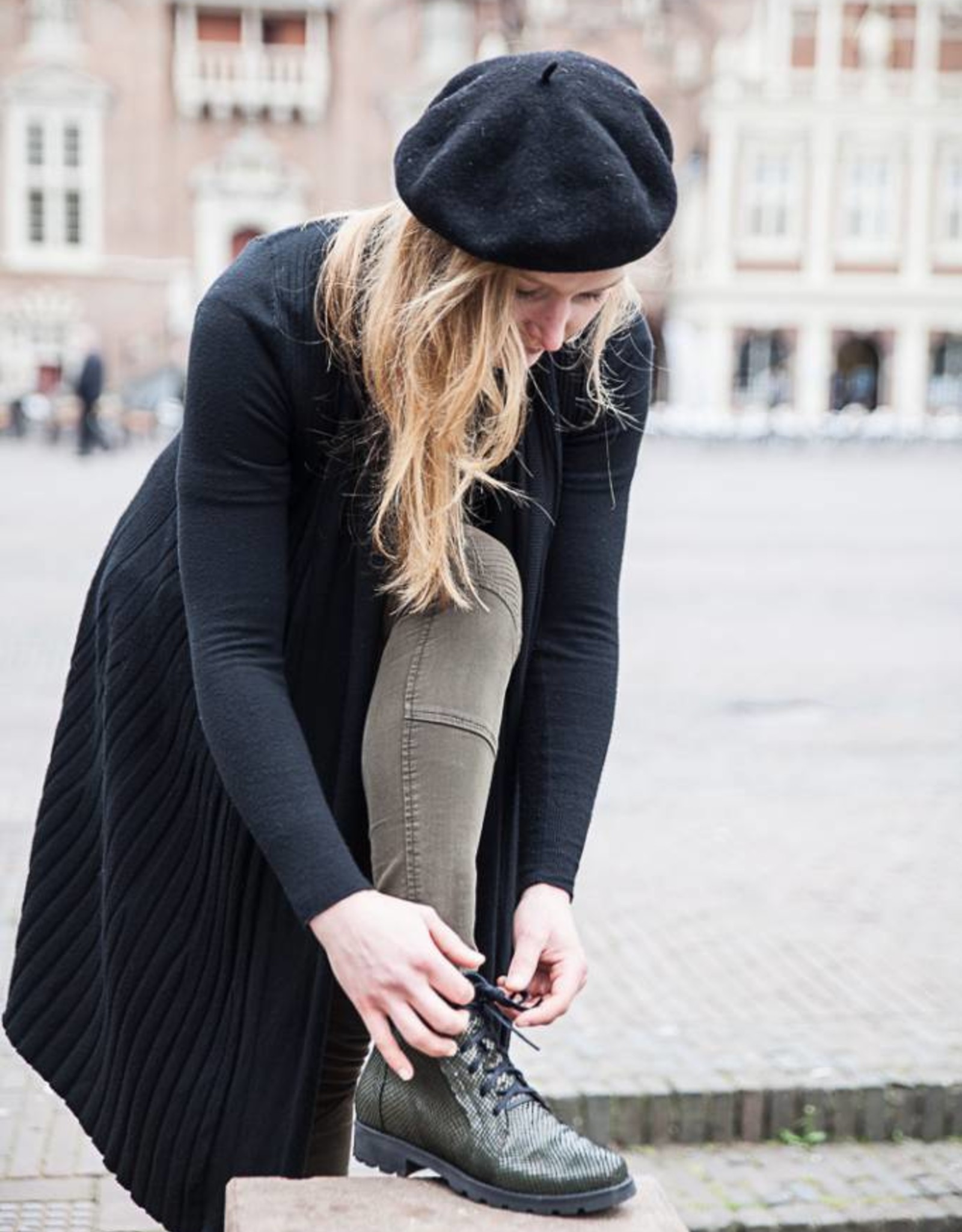 PRETTY&FAIR Metallic groene veter-laars - vegan - Metallic Green - PF001-V