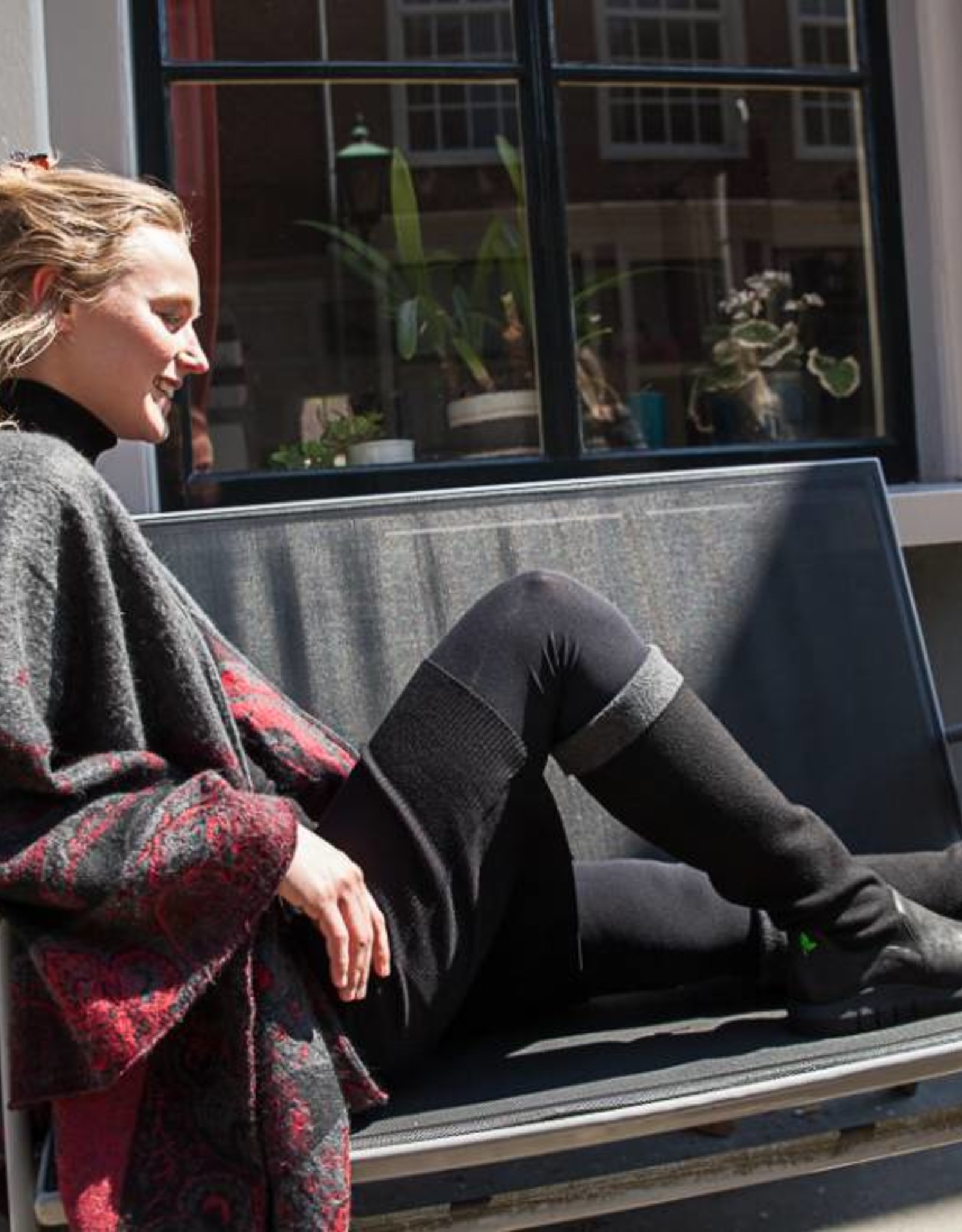 PRETTY&FAIR Hoge zwart/grijze laars - vegan - Nobuck Black - Velt Grey/Black - PF3012-V