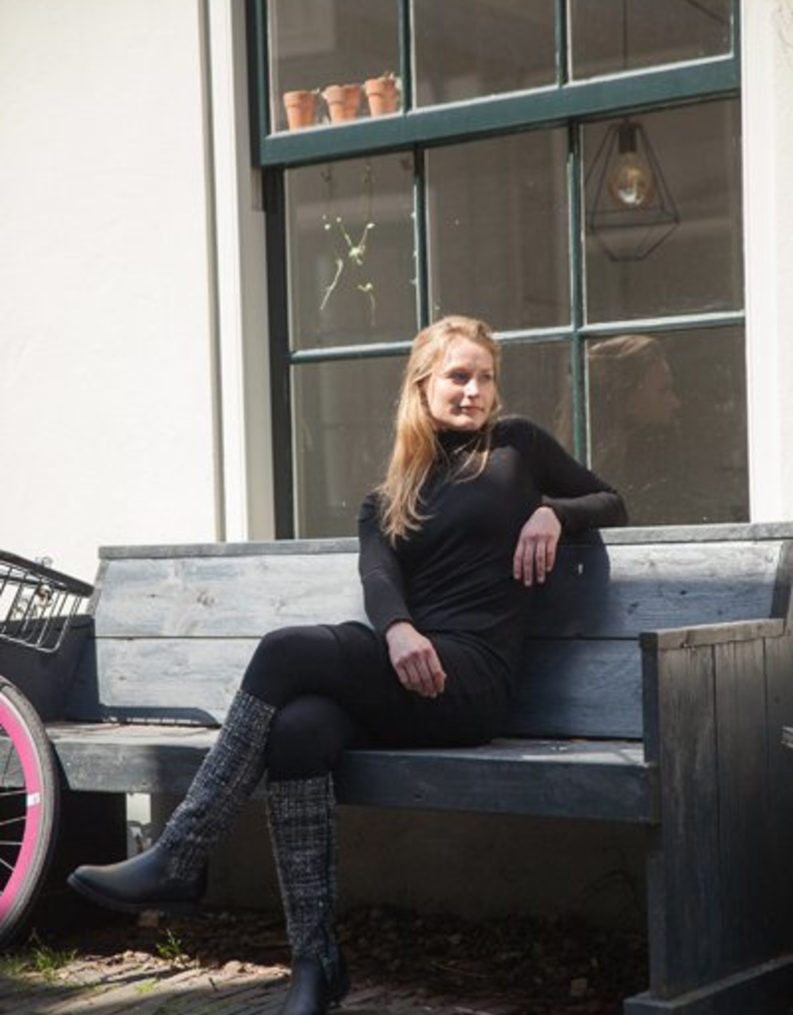 PRETTY&FAIR Stijlvolle zwarte hoge laars - vegan - Microsport Black - Gask Black - PF3004-V