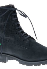 PRETTY&FAIR Stoere zwarte enkellaars met print  - Bandolero Black - Print - PF3001