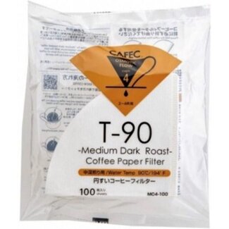 Cafec T-90 Medium-Dark Roast Paper Filter, 4 Cups (100 stuks)