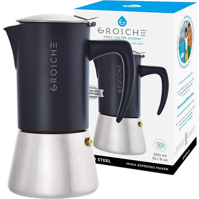 Grosche - Milano | Blacksteel 6 cups (Black) - Coffee Maker