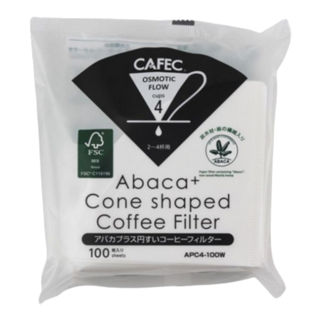 Cafec - Abaca+ Cone-shaped Paper Filter| 4 Cups (100 stuks)