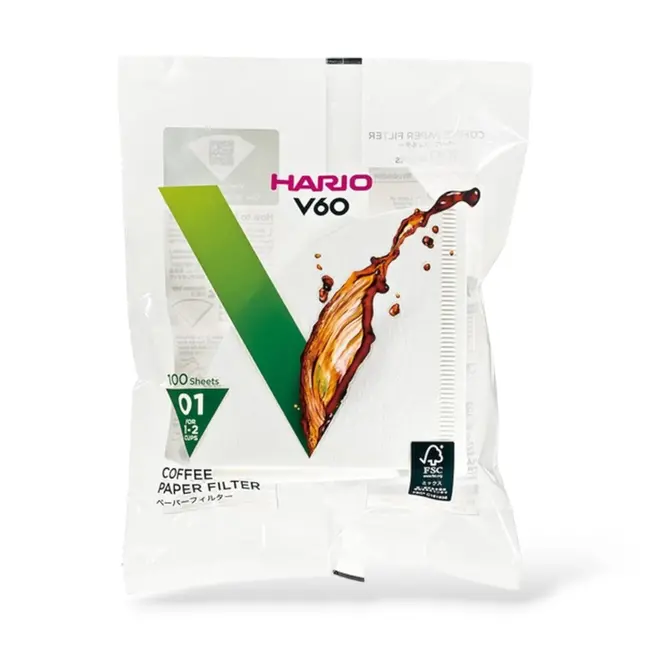 Hario - V60 Filters 01 White | VCF-01-100W (100 Stuks)
