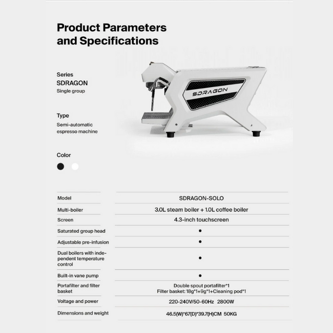 Wendougee - SDragon | Solo (Zwart) - Espressomachine