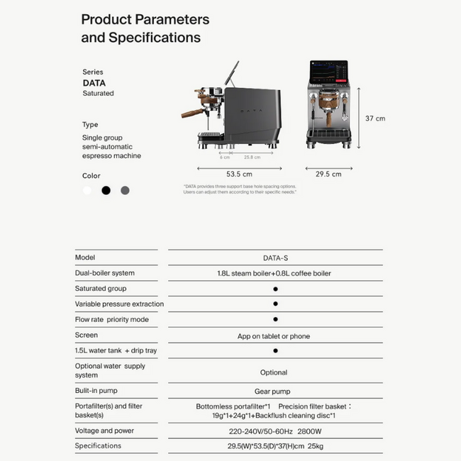 Wendougee - DATA-S | Dual Boiler (Grijs/Silver) - Espressomachine