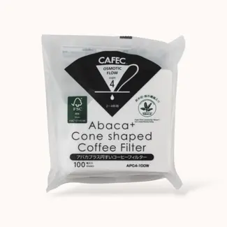Cafec Cafec Abaca+ Cone-shaped Paper Filter 4 Cups (100 pieces)