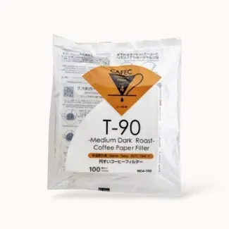 Cafec T-90 Medium-Dark Roast Paper Filter, 4 Cups (100 pieces)