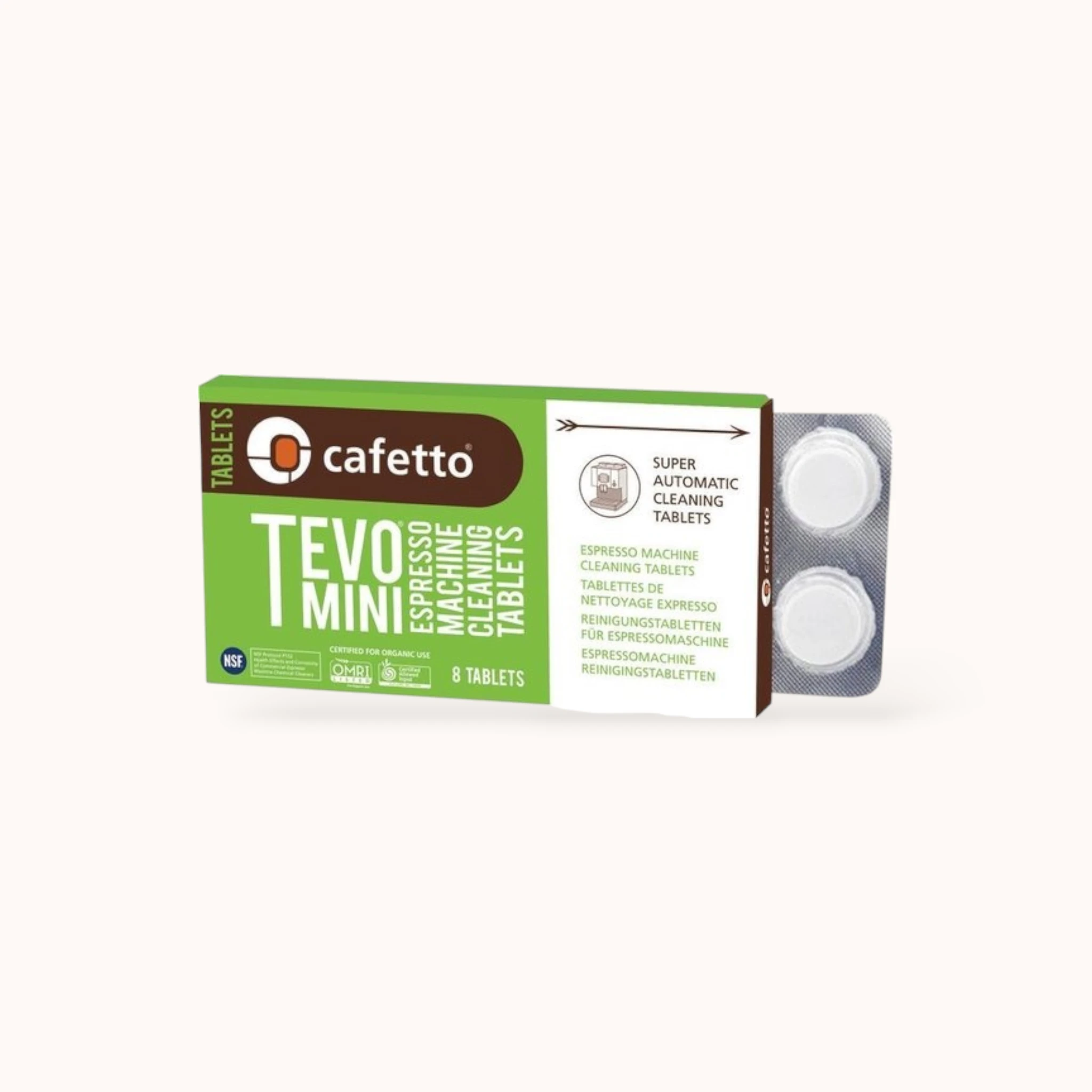 Cafetto - TEVO Organic | Mini Blisterverpakking (8 tabletten) - Espresso cleaner