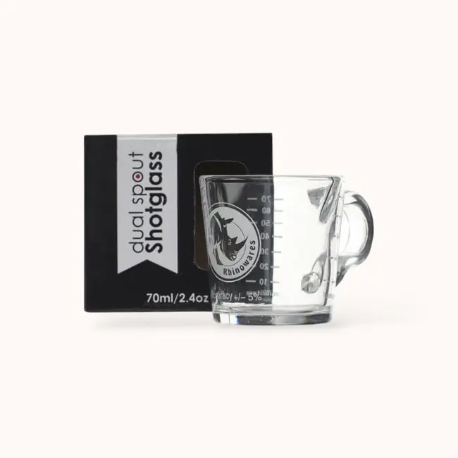 Rhinowares - Double Spout Espresso Shot Glass with Handle | 2.4oz/70ml