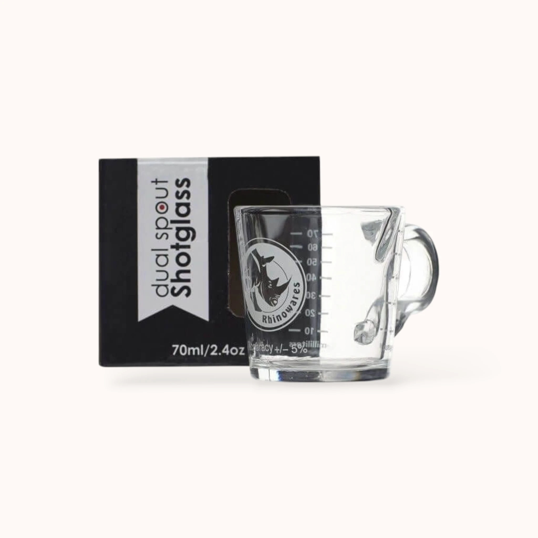 Rhinowares - Double Spout Espresso Shot Glass with Handle | 2.4oz/70ml