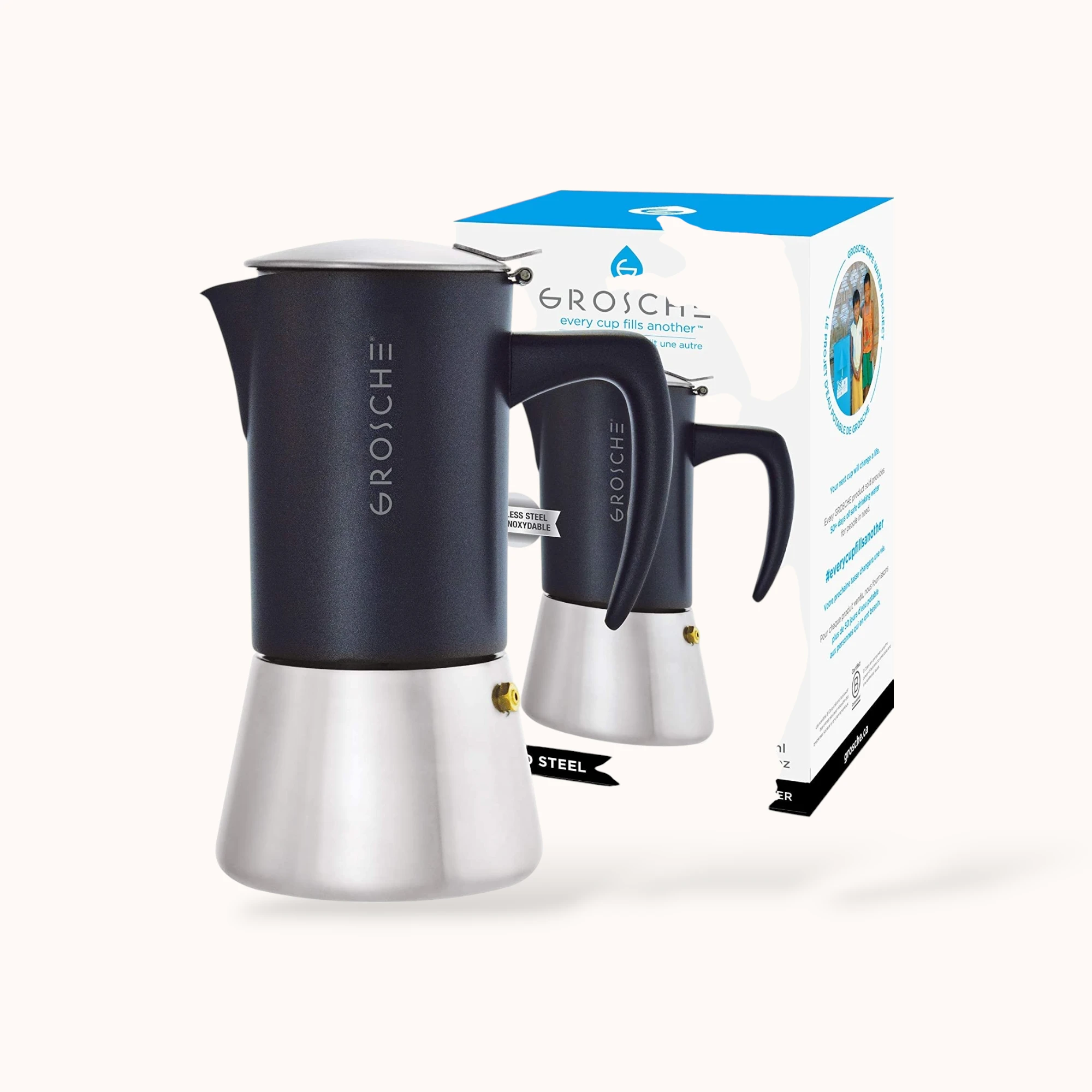 Grosche - Milano | Blacksteel 6 cups (Black) - Coffee Maker